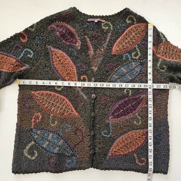 Peruvian Connection Vintage Alpaca Embroidered Autumn Leaf Handknit Sweater - Picture 10 of 10